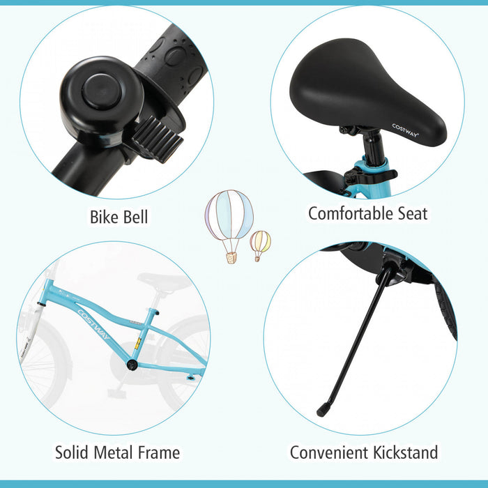 Costway 18\" Kids Bike For 4-8 Years Old Boys & Girls With Adjustable Seat Handbrake Reflectors Blue