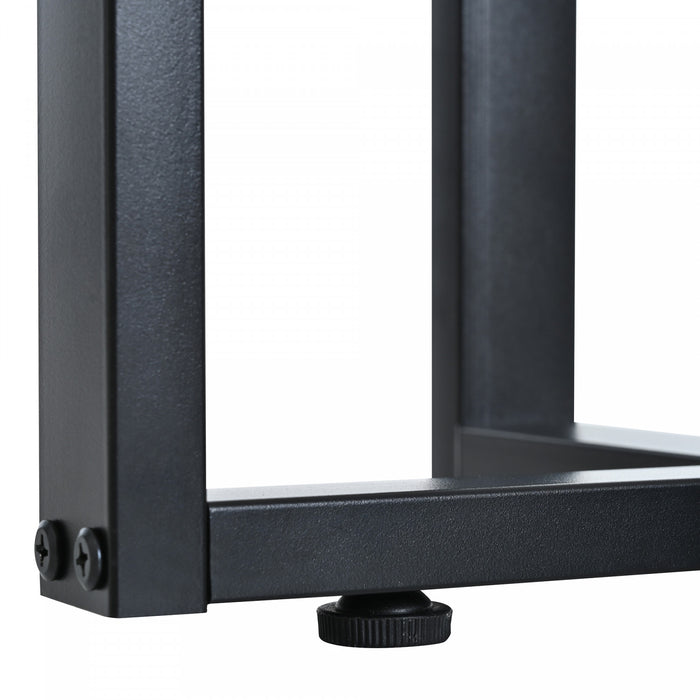 Horizon Modern Console Table with Geometric Drawers and Gold Frame, White/Black