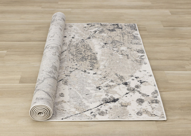Sophie Grey Beige Black White Paint Splatter Design Rug, 7'10\" x 10'6\" Indoor Area Rug