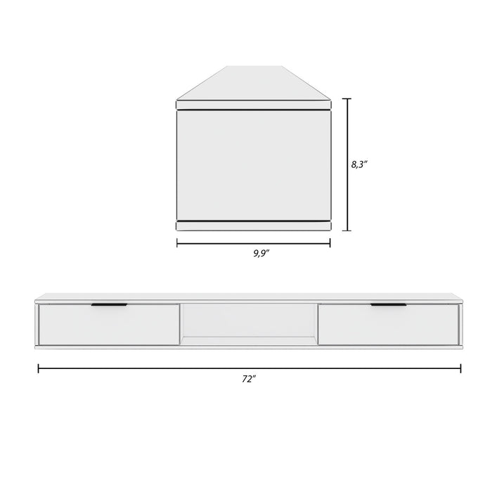 Nordika Slim 72\" Wall-Mounted TV Stand with 2 Storage Cabinets - Light Walnut