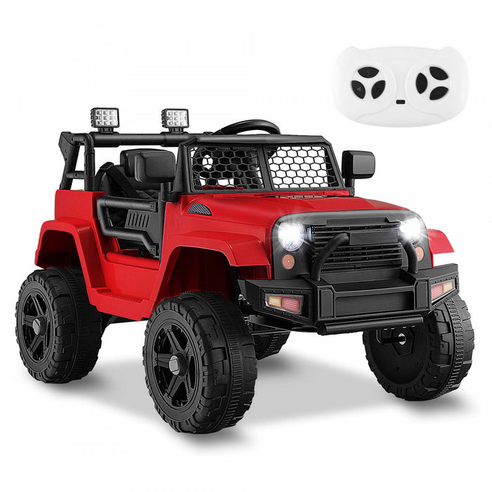 Costway 12v Kids Ride On Truck Car Electric Vehicle Remote With Music & Light Red
