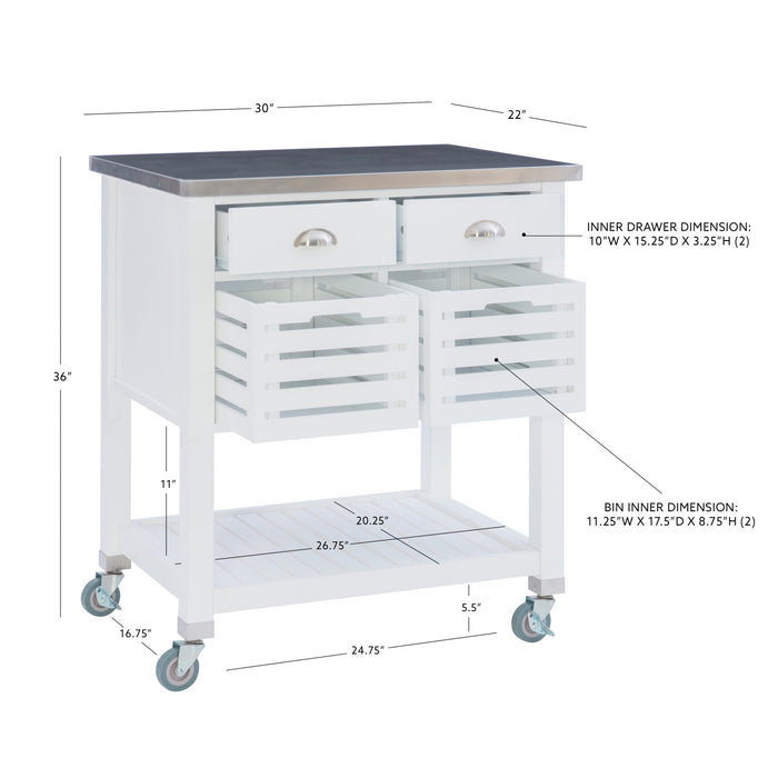 Robbin Wood Kitchen Bar Cart Storage - White