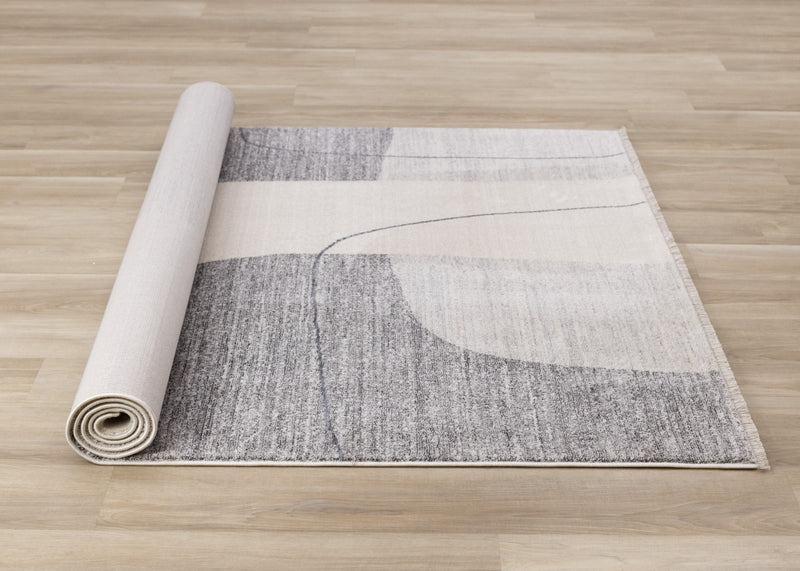 Olivia Grey Black Cream Geometric Rug, 7'10\" x 10'2\" Indoor Area Rug
