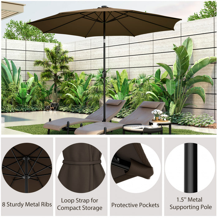 Costway 10 FT 112 LED Solar-Lighted Patio Market Umbrella Crank Tilt Outdoor Coffee