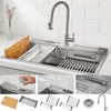 MultiSINK 33 in. Dual Mounted 3-Level Workstation Kitchen Sink, Faucet, Glass Rinser,Stainless Steel- D-WP30 Laundry Combo | Evier poste de travail MultiSINK 33 po, double pose, 3 niveaux, robinet, rince-verre, inox-D-WP30