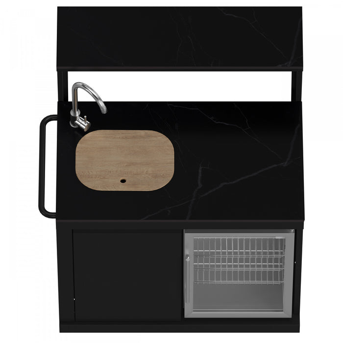 Forno All'Aperto 87,600 BTU BBQ, Sink & Bar Module, Gas Pizza Oven, Black Countertops - FODKT2551BLK