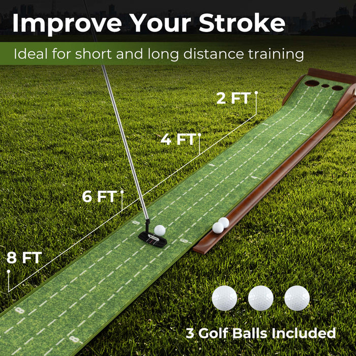 Costway Putting Green Practice Golf Putting Mat With Auto Ball Return And 3 Hole Sizes