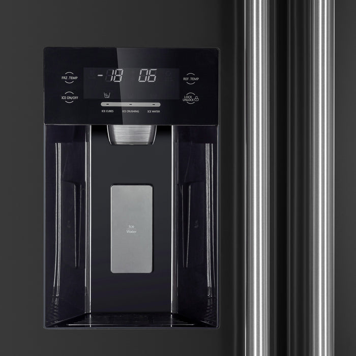 Forno Salerno 36-inch Side-by-Side Refrigerator in Black, 20 cu.ft. - FFRBI1844-36BLK