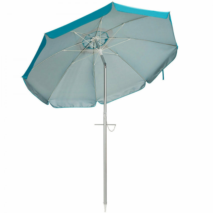 Costway 6.5FT Patio Beach Umbrella Sun Shade Tilt W/Carry Bag Blue