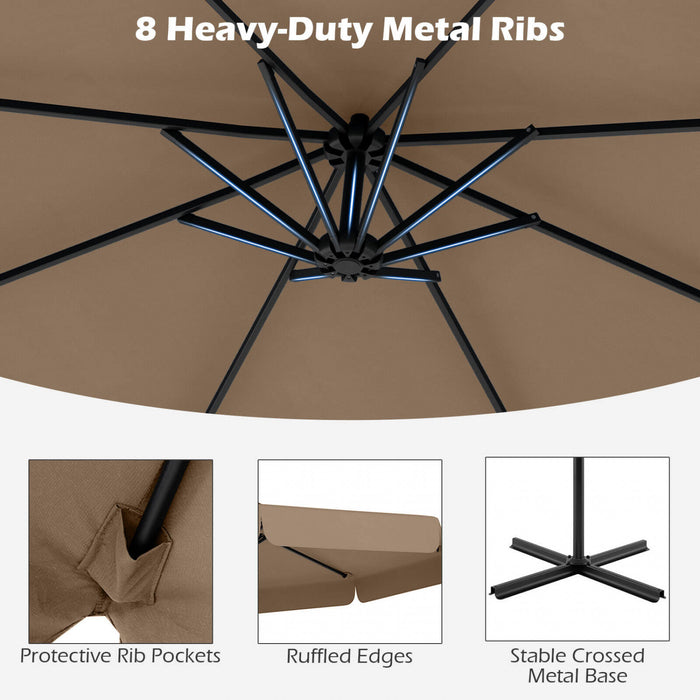 Costway 10 FT Offset Hanging Umbrella Patio Cantilever Umbrella with Cover Brown