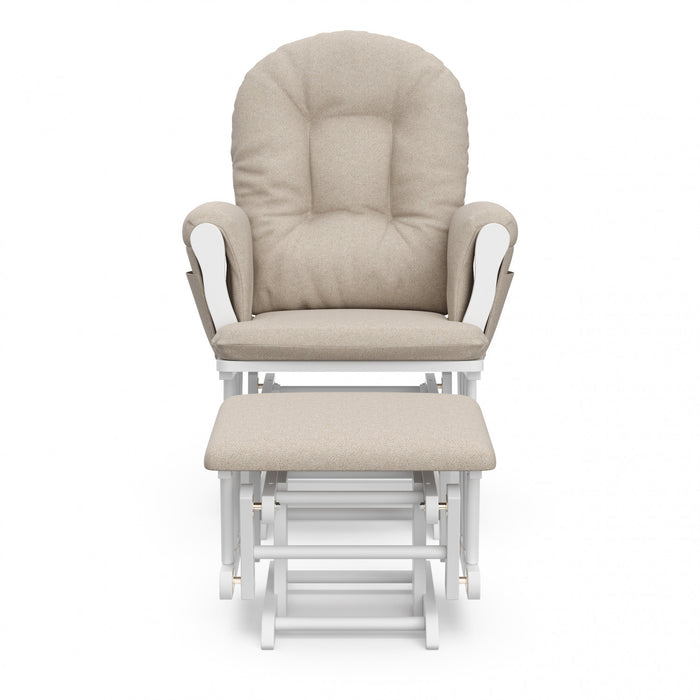 Storkcraft Hoop Glider and Ottoman - White/Taupe Swirl