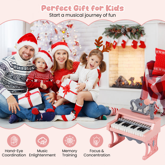 Costway 13 in Height Mini Keyboard Piano for Kids 25 Keys Electric Piano w/Music Stand & Microphone