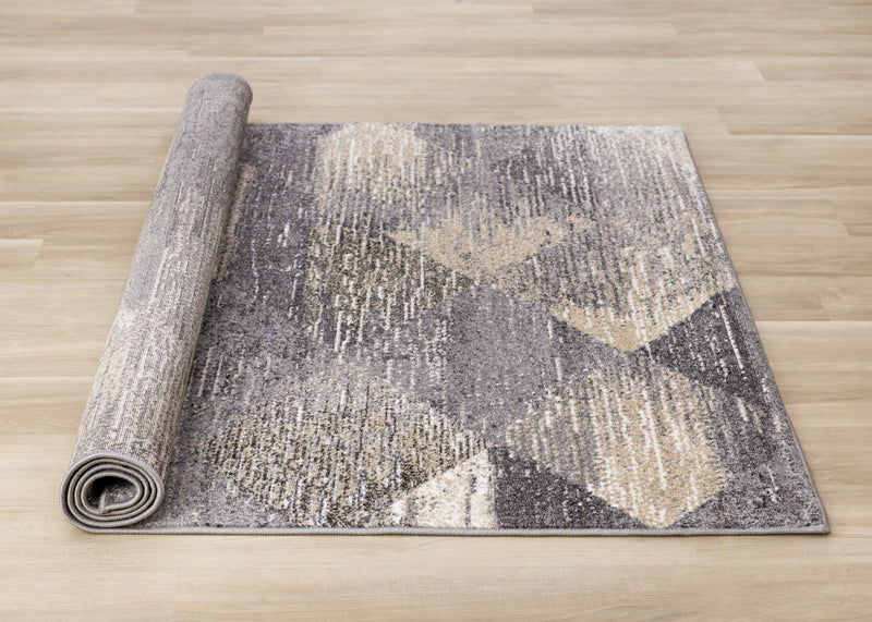 Dayton Grey Beige White Distressed Diamond Pattern Rug, 7'10\" x 10'6\" Indoor Area Rug