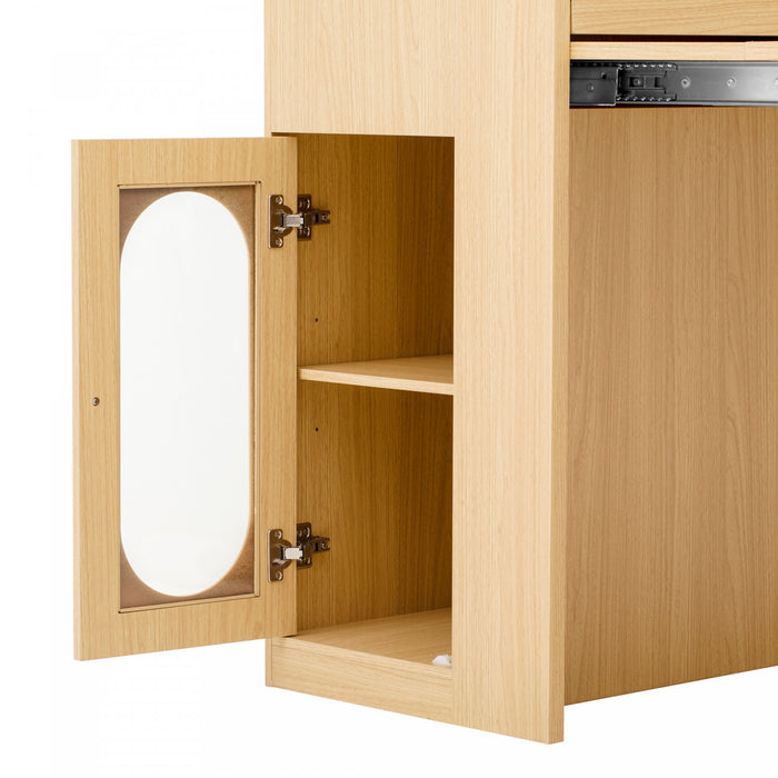 Logan Extendable Dining Table with Folding Top and Storage Drawers,Natural