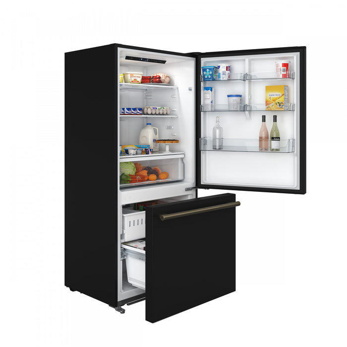 Forno Milano Espresso 31 Inch Bottom Freezer, Black, 17.2 cu.ft. - FFFFD1785-31BLK