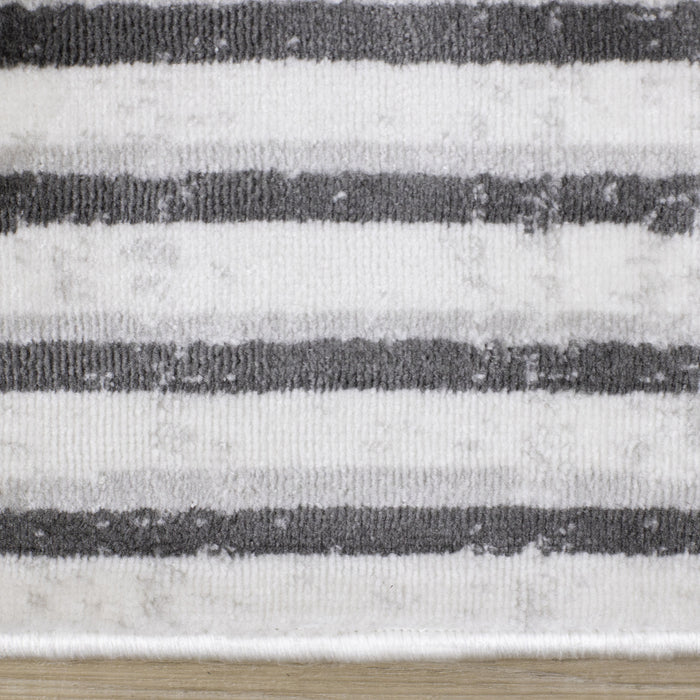 Washable Multi-Coloured Basketweave Lines Area Rug - 7'10\" x 10'6\"