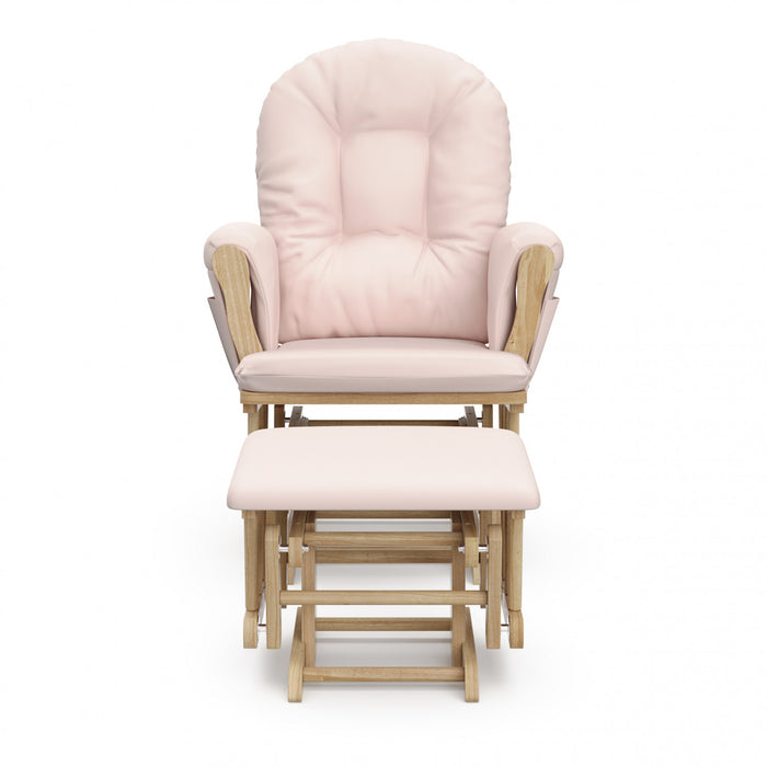 Storkcraft Hoop Glider and Ottoman - Natural/Pink