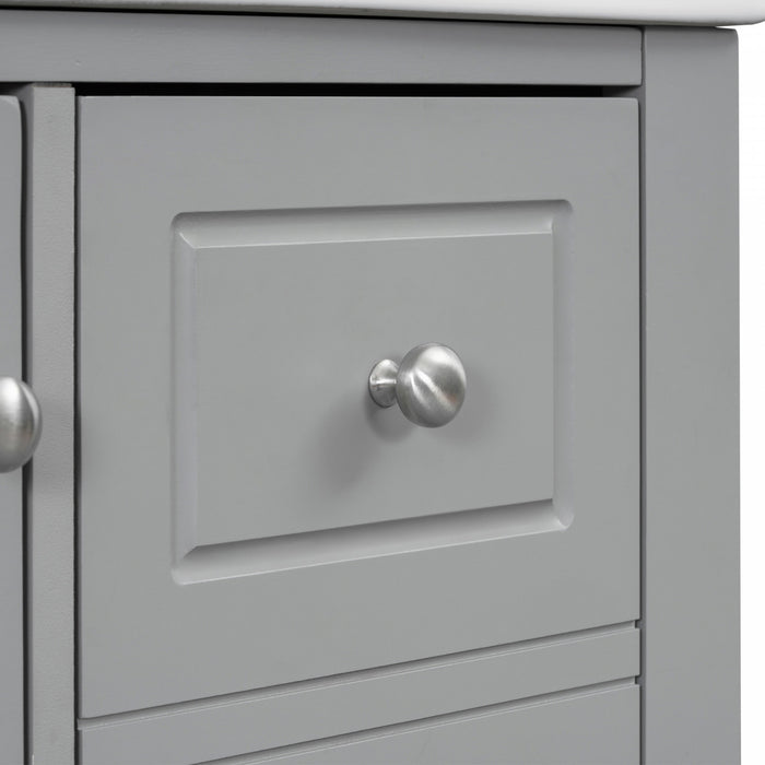 Emma 30\" Solid Wood Bathroom Vanity with Ceramic Sink and Soft-Close Door, Grey
