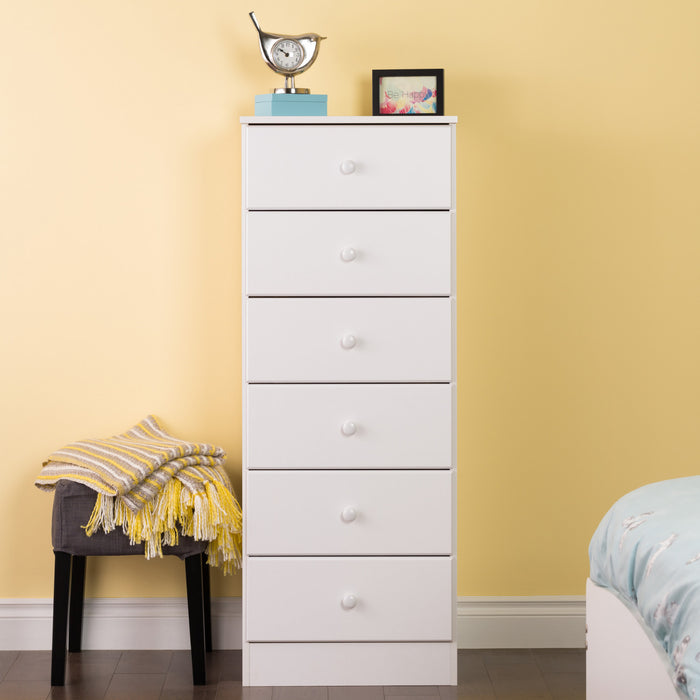 Astrid 6-Drawer Tall Chest - White