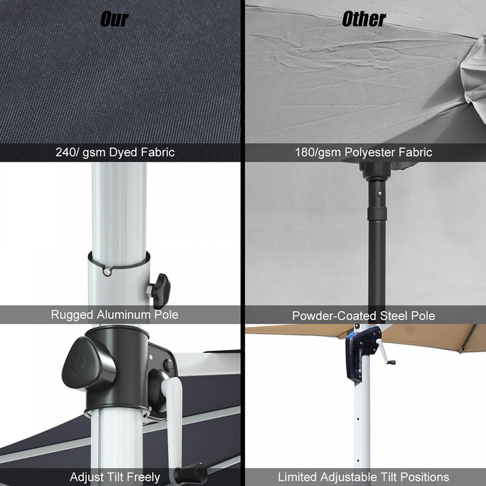 Costway 11' Patio Cantilever Offset Umbrella 360° Rotation Aluminum Tilt Grey