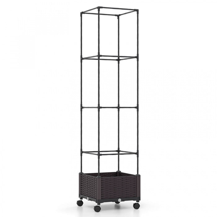 Costway 1 Pcs 67\" Planter Raised Garden Bed With Planter Box &trellis Adjustable Height