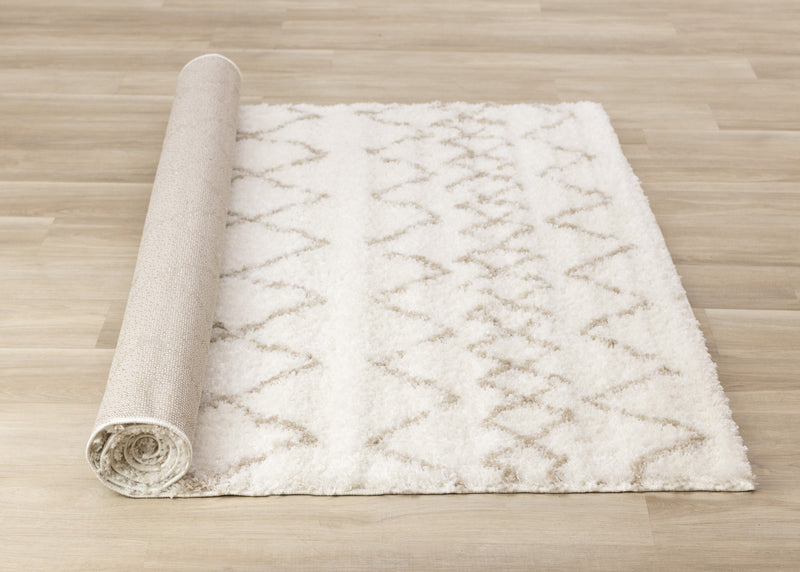 Taylor Cream Brown Lattice Shag Rug, 5'3\" x 7'7\" Indoor Area Rug