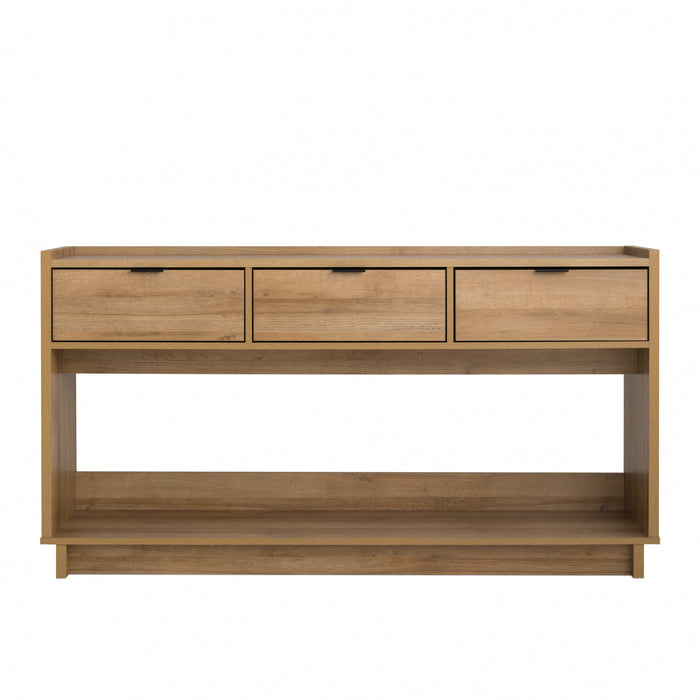 Prepac Simply Modern Buffet Console with 3 Drawers - Natural Oak