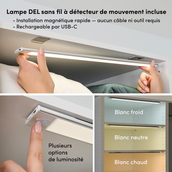 Bestar Florence 25\" Modular Double Hanging Closet System with LED Light - White