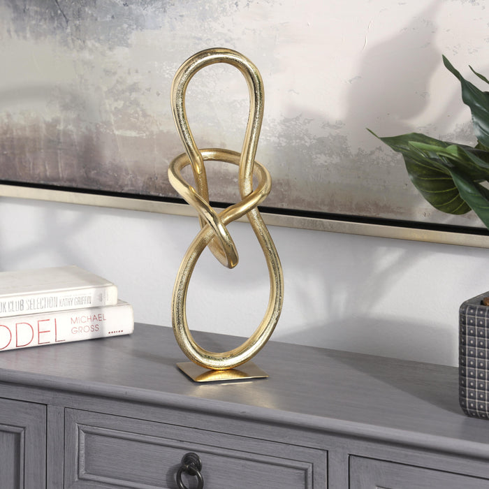 Metal 15\" Knot Sculpture - Gold