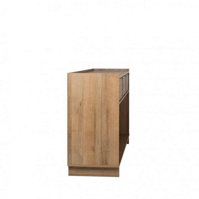 Prepac Simply Modern Buffet Console with 3 Drawers - Natural Oak