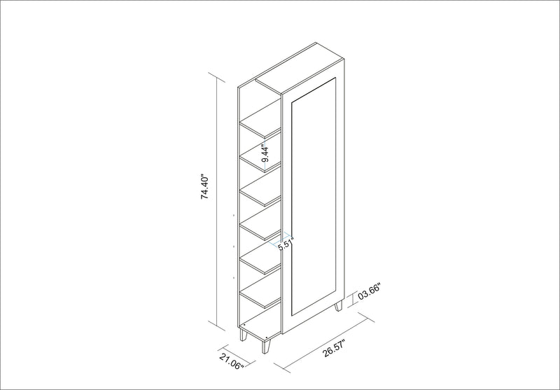 Manhattan Comfort Minetta 14-Pair Mid-Century Shoe Closet - White