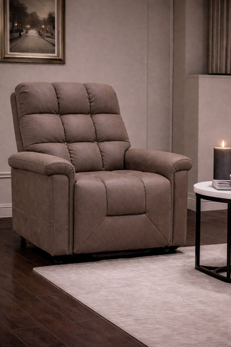 Linden 35.5\" Leather-Look Power Reclining Lift Chair - Brown