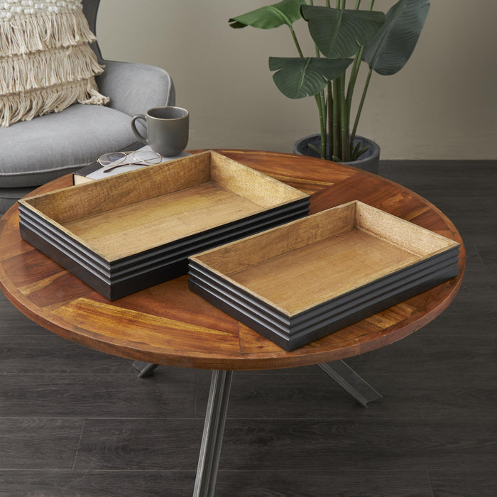 Wood 16\"/18\" Tray - Set of 2