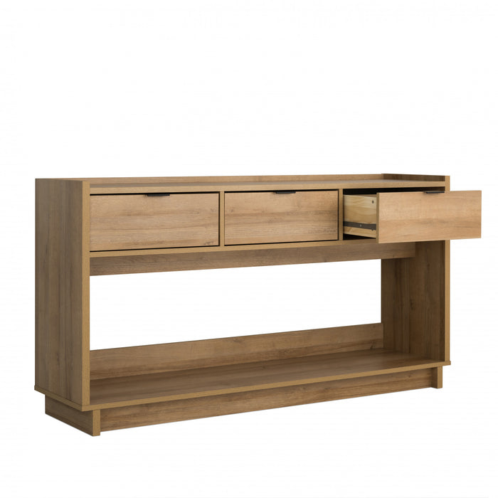 Prepac Simply Modern Buffet Console with 3 Drawers - Natural Oak