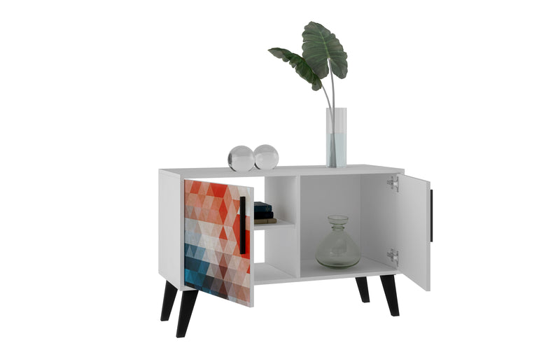 Manhattan Comfort Mid-Century Modern Amsterdam 3-Shelf Accent Cabinet – Multi-Colour