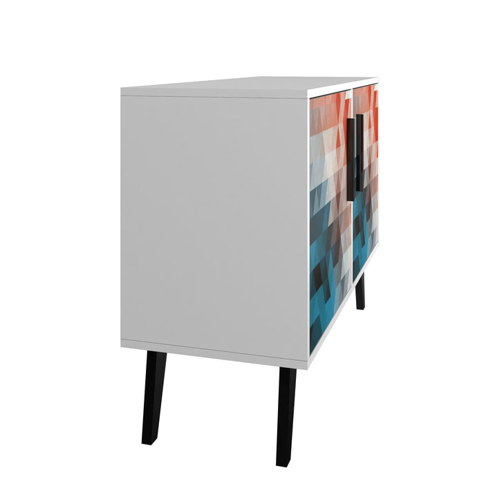 Manhattan Comfort Mid-Century Modern Amsterdam 3-Shelf Accent Cabinet – Multi-Colour