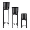 Metal 20\"/30\"/40\" Gunmetal Grey Planter on Stand - Set of 3
