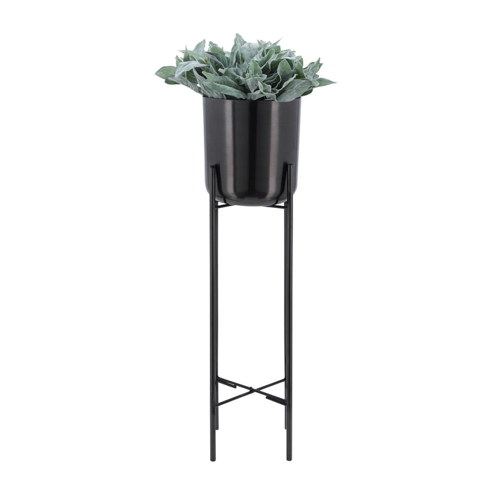 Metal 20\"/30\"/40\" Gunmetal Grey Planter on Stand - Set of 3
