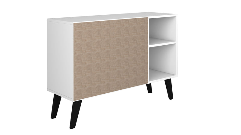 Manhattan Comfort Mid-Century Modern Amsterdam 35.43\" Sideboard with 4 Shelves - White