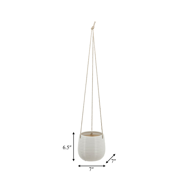 Ceramic 6\" Hanging Planter - White