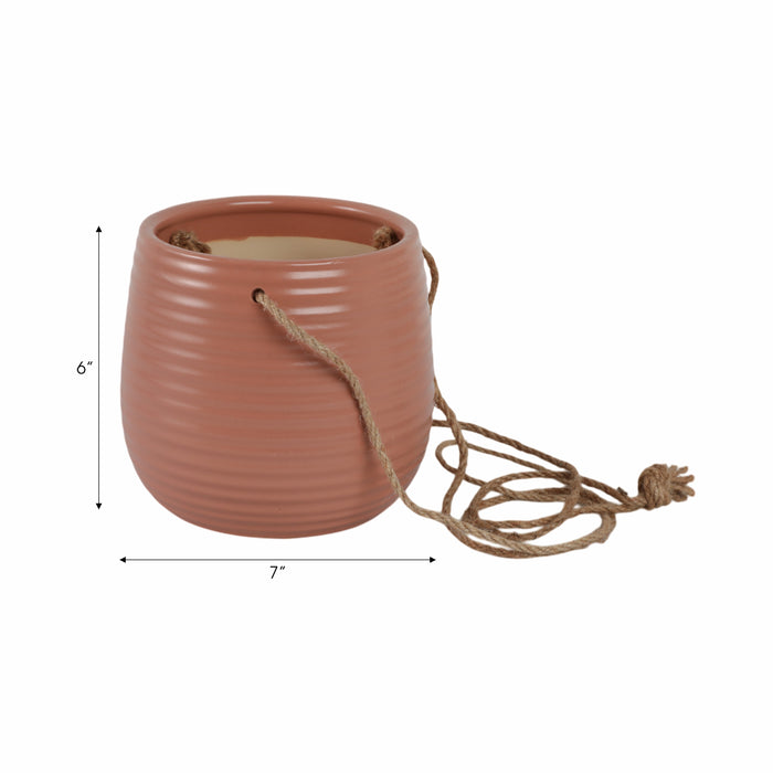 Ceramic 6\" Hanging Planter - Dusty Rose