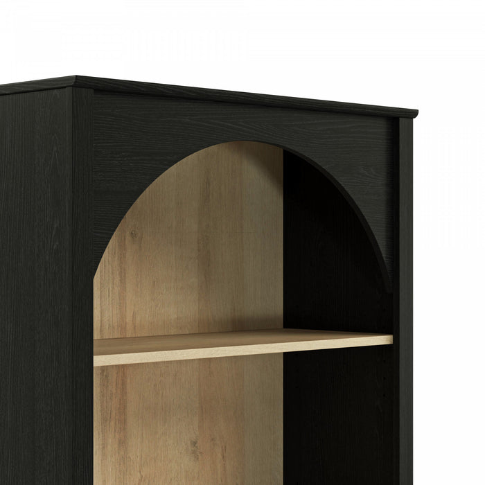Prepac Ark Bookcase - Black and Natural Oak