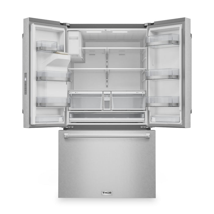 Thor Kitchen 36” 28.9 Cu. Ft. French Door Refrigerator – Fingerprint Resistant Stainless Steel - TRF3628FFD 