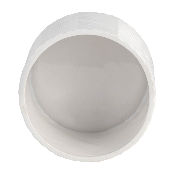 Ceramic 6\" Chevron Planter with Wood Stand - White