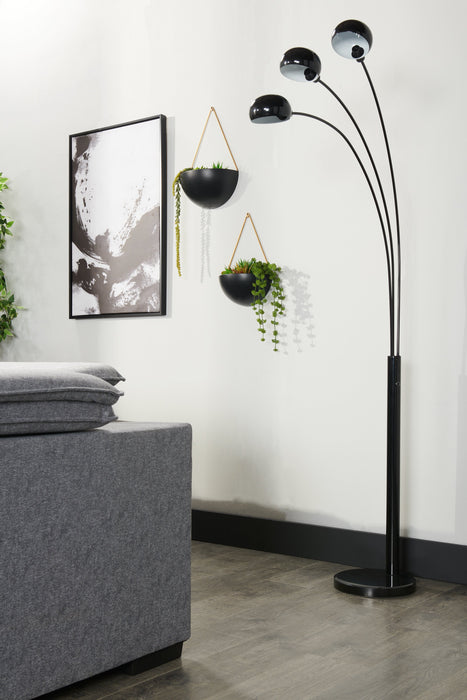72\" Modern Black 3-Light Arc Floor Lamp