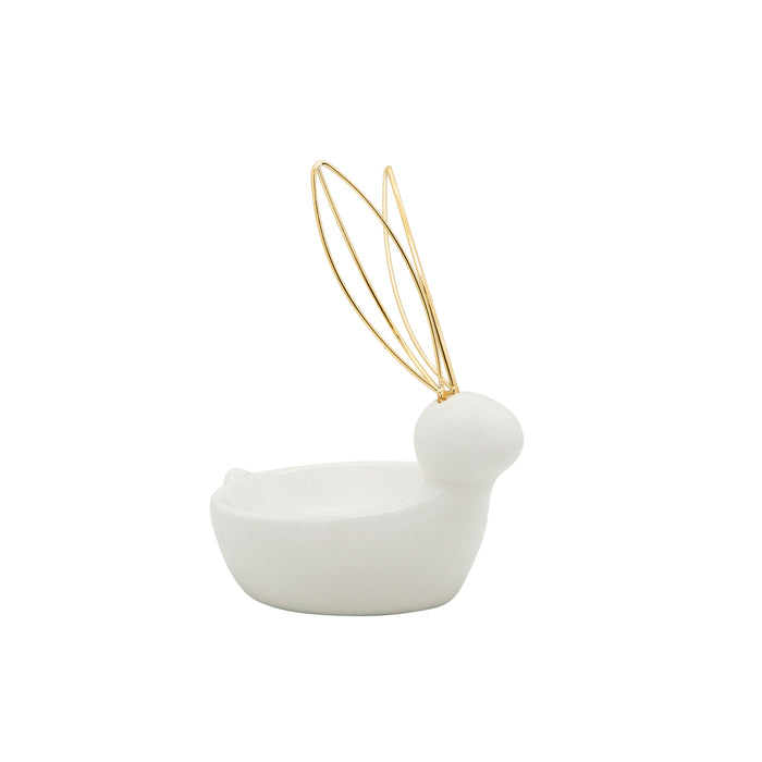 Ceramic Bunny Trinket Tray - White