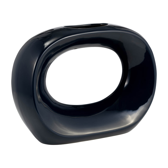 Ceramic 11\" Oval Vase - Navy