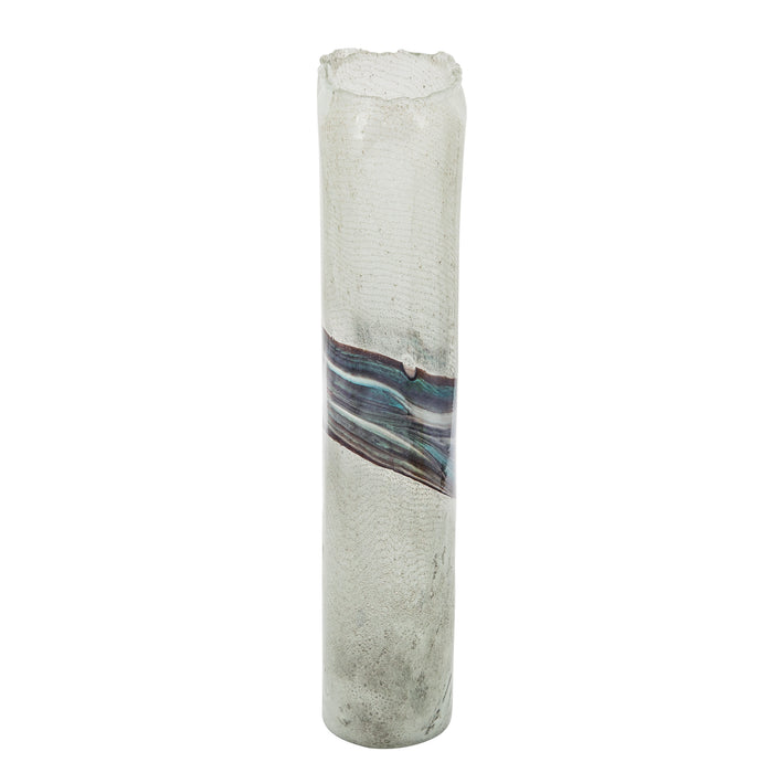 Glass 14\" Azurite Vase - Blue and Grey