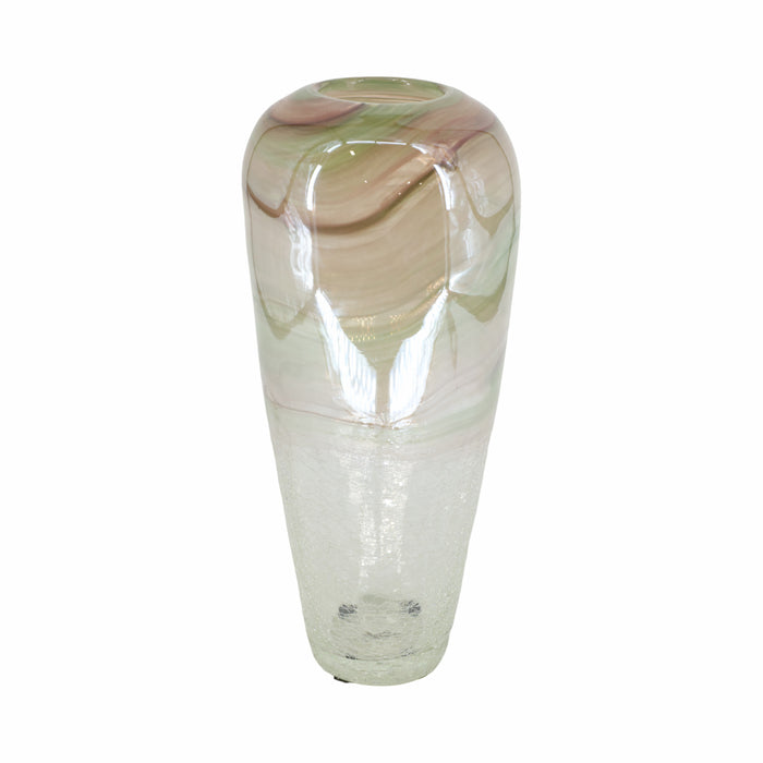 Clear Glass 17\" Crackled Vase