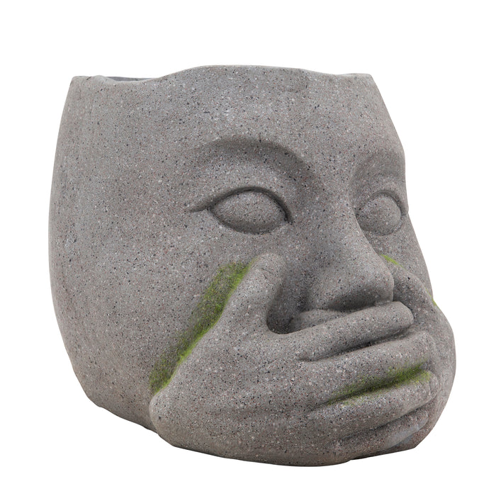 Resin 9\" No Speak Planter - Grey
